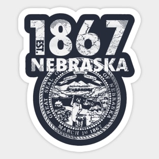 Nebraska State Flag Est 1867 Vintage Distressed Sticker